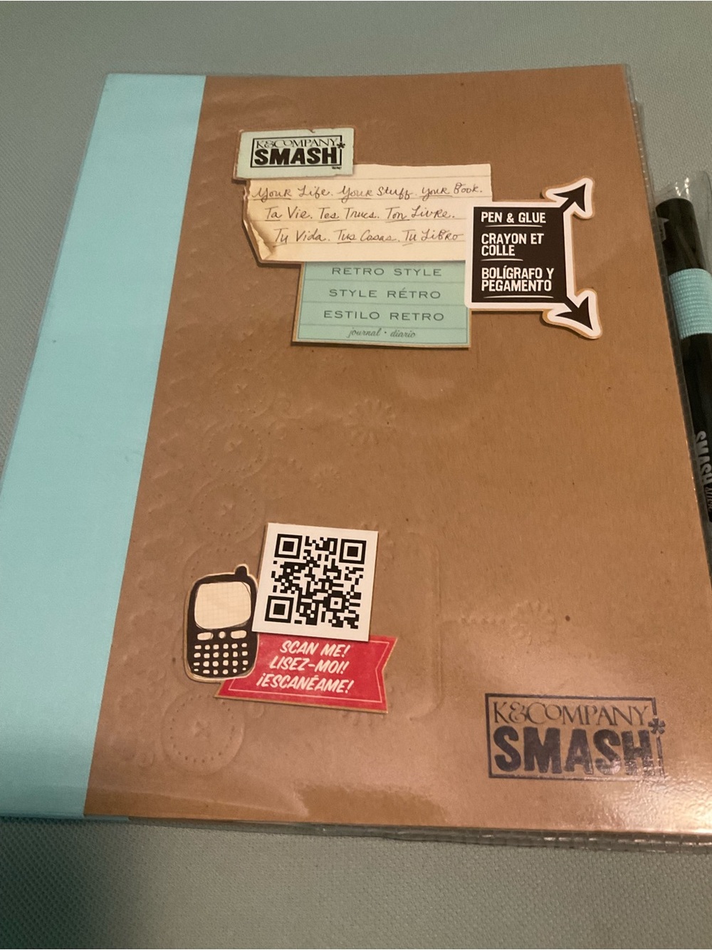 K&Company SMASH! Retro Style Brown & Light Blue Smash Book New